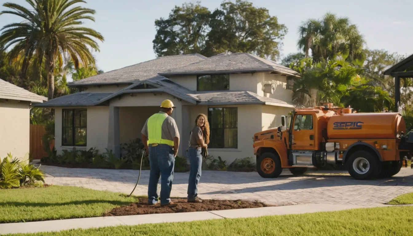 A friendly provider talking with a homeowner beside a yard in St. Petersburg